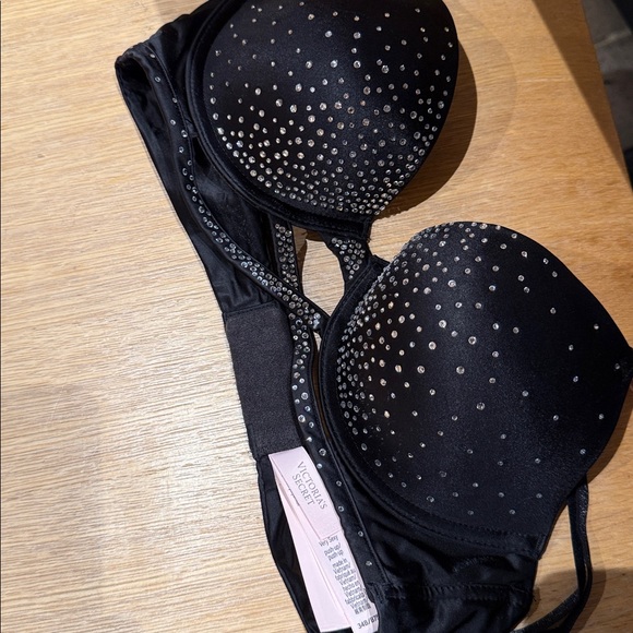 💥🔥🤩Victoria's Secret rhinestone new 2025 Oct black 32b Push-Up Bra - Picture 3 of 6